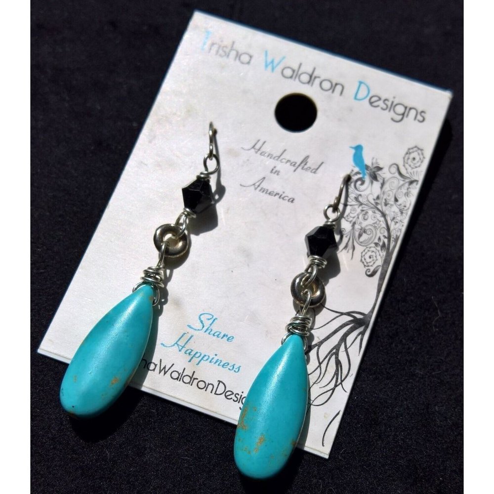 Trisha Waldron Designs: Magnesite Turquoise 2in. Drop/Dangle Earrings w/ Bead